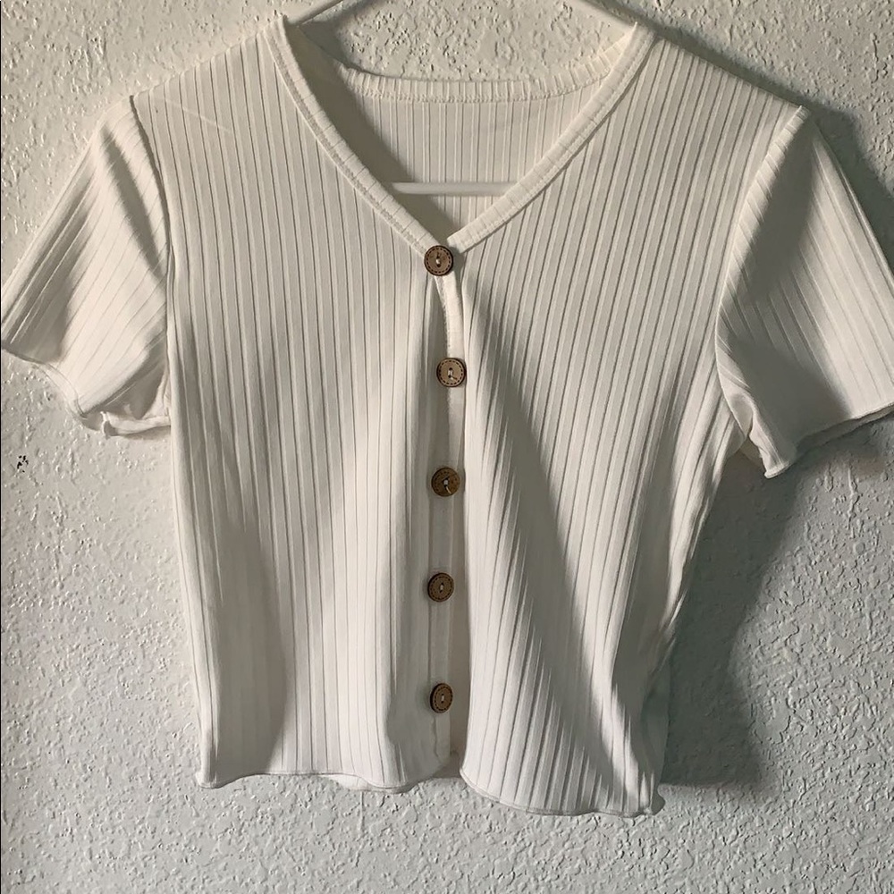 Shein button front v-neck tee